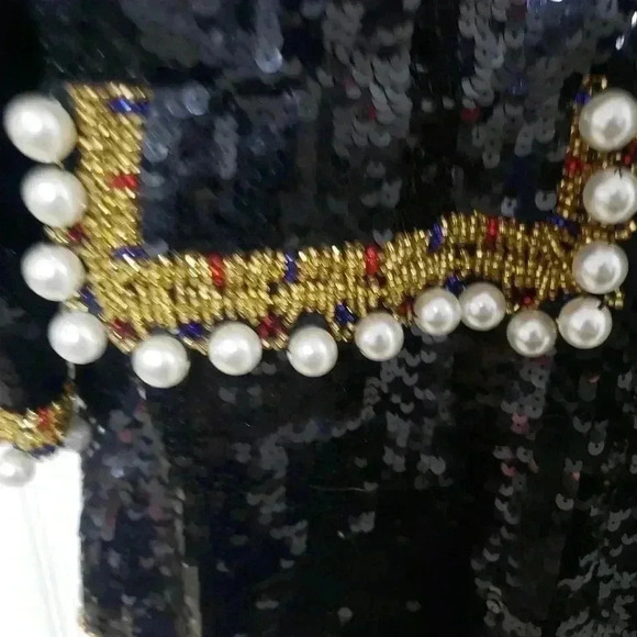 Vintage Black Tie Sequin Pearl Jacket - Picture 6 of 8